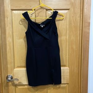 Super Down black dressy dress size zipper cross over neck size S